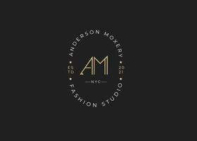 Minimalist Initial A M letter logo design template, vintage style, Vector illustrations