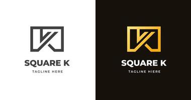 Letter K logo design template with square shape style vector