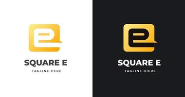 Letter E logo design template with square shape style vector