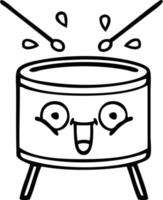 line drawing cartoon playing drum vector