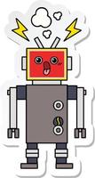 sticker of a cute cartoon robot malfunction vector