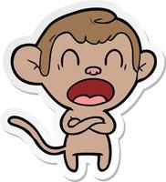 sticker of a shouting cartoon monkey vector