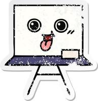 distressed sticker of a cute cartoon white board vector