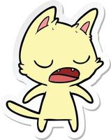 sticker of a talking cat cartoon vector