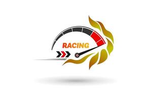 Velocidad del velocímetro en llamas para eventos de carreras. vector eps10