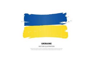 Ukrainian flag. Blue and yellow brush strokes, hand drawn. Vector illustration isolated on white background.