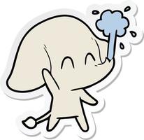 sticker of a cute cartoon elephant spouting water vector