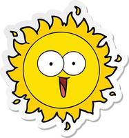 sticker of a happy cartoon sun vector