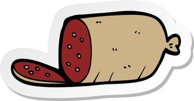 sticker of a cartoon sliced sausage vector