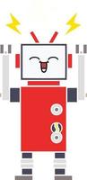 flat color retro cartoon robot vector