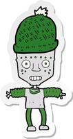 sticker of a cartoon robot wearing hat vector