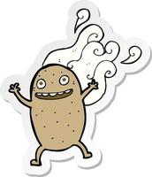 sticker of a cartoon happy potato vector