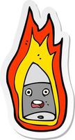 sticker of a cartoon flaming bullet vector