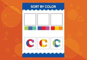 Alphabet C sorts by color for kids. Good for school and kindergarten projects vector