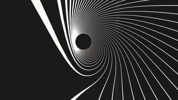 líneas abstractas de remolino blanco sobre fondo negro, fondo geométrico, representación 3d foto