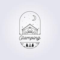 viajes glamping carpa línea logo camping vector ilustración diseño