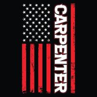 bandera americana con plantilla de carpintero - vector de diseño de camiseta de carpintero