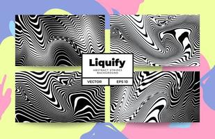 Abstract wave marble liquify background. Trippy black white pattern wood texture. vector