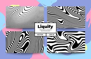 Abstract wave marble liquify background. Trippy black white pattern wood texture. vector