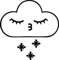 line drawing cartoon storm snow cloud vector