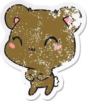 distressed sticker cartoon kawaii cute teddy bear vector