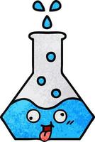 retro grunge texture cartoon science beaker vector