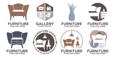 diseño de ilustración de vector de plantilla de logotipo plano minimalista de muebles