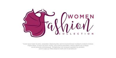 Fashion logo design with dress. Fashion logo art vector. Logo template. vector