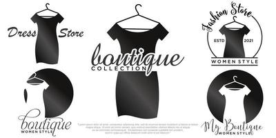 fashion boutique and store  icon set logo design vector