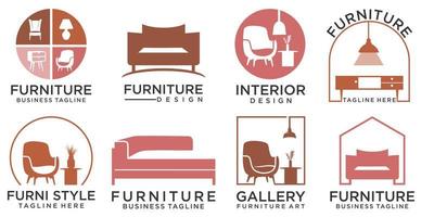 minimalist furniture icon set logo design style vector