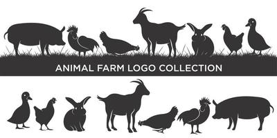 conjunto de inspiración de logotipo de animales de granja de ganado, ilustración vectorial. vector