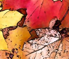 Comic style painting of colorful autumn leaves for backgrounds or textures. photo