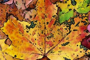 Comic style painting of colorful autumn leaves for backgrounds or textures. photo