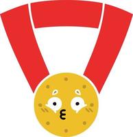 flat color retro cartoon gold medal vector