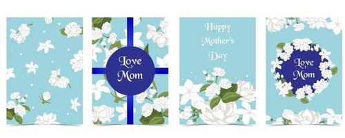 mother's day invitation with jasmine and ribbon vector