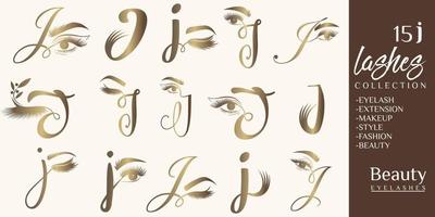 Eyelashes logo with letter J concept vector