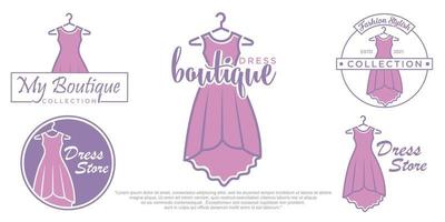 Fashion dress illustration icon set  logo design vector