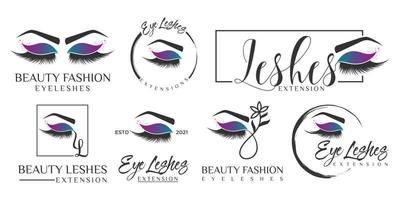 Eyelashes logo collection design template vector