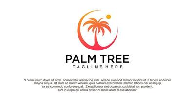 Ilustración de vector de plantilla de logotipo de verano de palmera