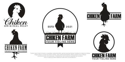 abstract chicken farm logo design template vector