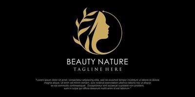 rostro de mujer en hojas. concepto de diseño abstracto para salón de belleza y spa. plantilla de diseño de logotipo. vector