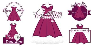 vector de diseño de logotipo de conjunto de iconos de vestido boutique o vestido de moda