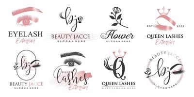 Luxury beauty eyelashes extension icon set  logo design
