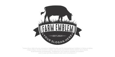 ilustración vectorial plantilla de diseño de logotipo angus negro. diseño del logotipo de la granja de vacas. estilo retro de la vendimia vector