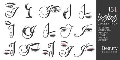 Eyelashes logo with letter I concept