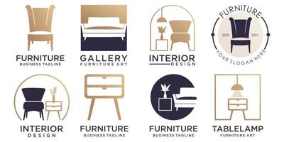 inspiración para la colección de logotipos de muebles minimalistas vector