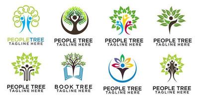 Tree logo with people design set for Vector logo template