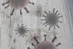 Folded textile and fabric textures with some virus fossil visualization photo