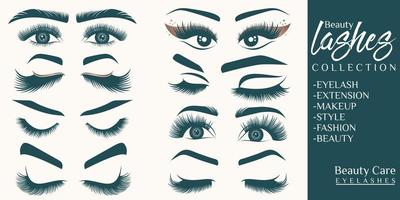 beauty eyelash icon set logo design vector