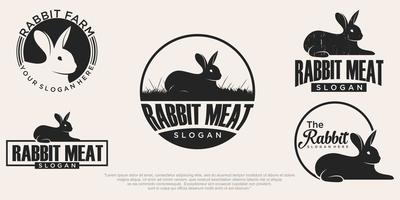 conjunto de iconos de plantilla de diseño de logotipo de conejo retro ilustración vectorial vector